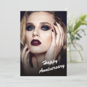 Modern Black & White Anniversary Flat Card Kaart (Staand voorkant)
