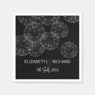 Modern Black White Boho Chic Daisy Wedding Servet
