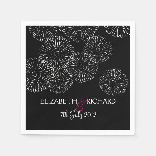 Modern Black White Boho Chic Daisy Wedding  Servet (Voorkant)