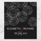 Modern Black White Boho Chic Daisy Wedding  Wijn Etiket (Enkel label)