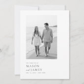 Modern Black & White Boho QR Code Photo Wedding Kaart (Voorkant)