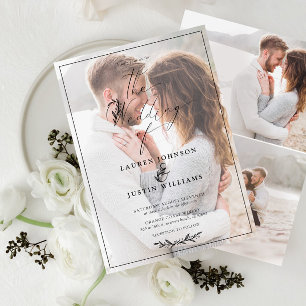 Modern Black White Botanical Script Vellum 3 Foto Kaart