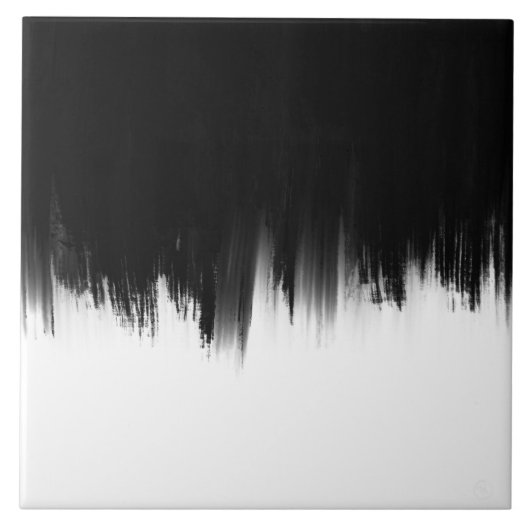 Modern Black White Brush strokes Design Tegeltje (Voorkant)