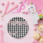 Modern Black White Buffalo controleert Cherry Blos Papieren Bordje (Feest)