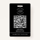Modern Black White Business Logo QR-code Badge (Voorkant)