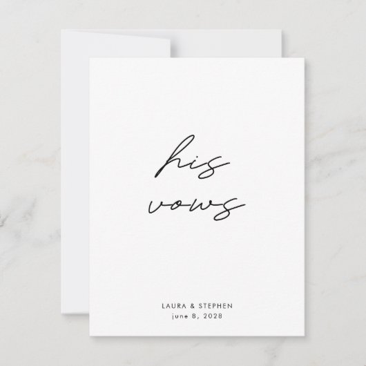 Modern Black White Calligraphy Weddenschap Zijn st (Voorkant)