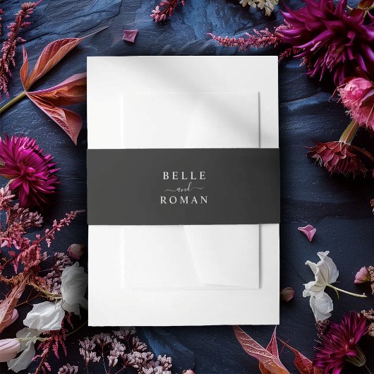 Modern Black & White Calligraphy Wedding Uitnodigingen Wikkel