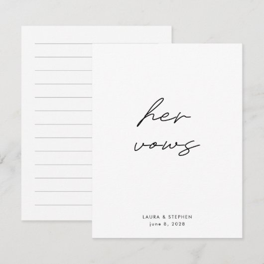 Modern Black White Calligraphy Weduwen haar stem (Voorkant / Achterkant)