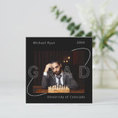 Modern Black White Chess 2x Photo Afstuderen Kaart (Staand voorkant)