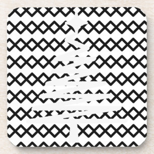 Modern Black White cheveron patroon kerstboom Bier Onderzetter