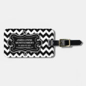 Modern Black White Chevron Pattern Bagagelabel (Voorkant horizontaal)
