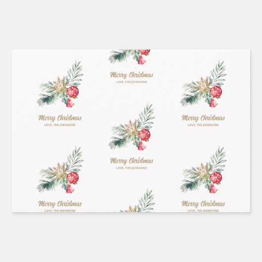 Modern Black & White Christmas Script Set Inpakpapier Vel (Voorkant 3)