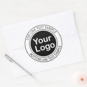 Modern Black & White Circular Text & Your Logo Ronde Sticker (Envelop)