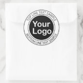 Modern Black & White Circular Text & Your Logo Ronde Sticker (Tas)