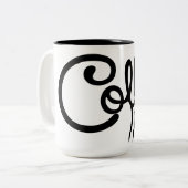 Modern Black & White Coffee Script Mug - Premium  (Devant gauche)