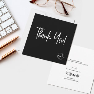 Modern Black White Company Logo. Sociale dank Bedankkaart