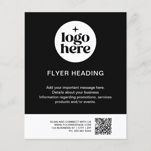 Modern Black & White Custom Logo QR Code Business Flyer (Voorkant)