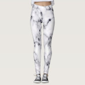 Modern Black White Designer Marble Pattern Leggings (Voorkant)
