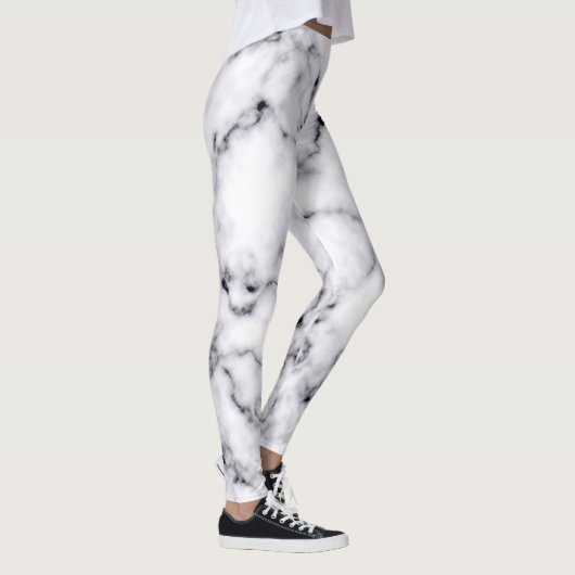 Modern Black White Designer Marble Pattern Leggings (Rechts)