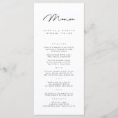 Modern Black White Elegant Minimalist Wedding Menu (Voorkant)