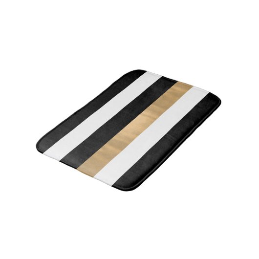 Modern Black White en Gold Striped Bath Mat (Gekanteld)
