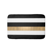 Modern Black White en Gold Striped Bath Mat (Voorkant)