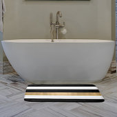 Modern Black White en Gold Striped Bath Mat