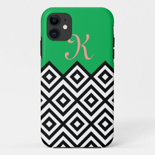 Modern Black White en Green Chevron Pattern Case-Mate iPhone Case (Achterkant)