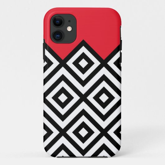 Modern Black White en Red Chevron Pattern Case-Mate iPhone Case (Achterkant)