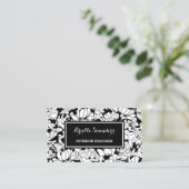 Modern Black White Floral Girly Interior Designer Visitekaartje (Staand voorkant)
