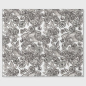 Modern Black White Floral Waterverf Pattern Cadeaupapier (Vlak)