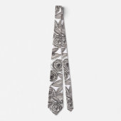 Modern Black White Floral Waterverf Pattern Stropdas (Voorkant)