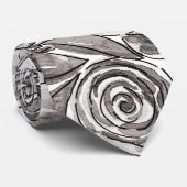 Modern Black White Floral Waterverf Pattern Stropdas (Opgerold)