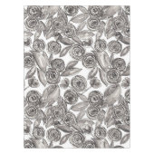 Modern Black White Floral Waterverf Pattern Tafelkleed (Voorkant)
