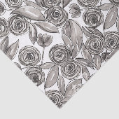 Modern Black White Floral Waterverf Pattern Tissuepapier (Detail)