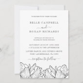 Modern Black & White Floral Wedding Invitation Kaart (Voorkant)