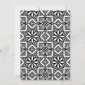 Modern Black White Folk Floral Wedding Kaart (Achterkant)