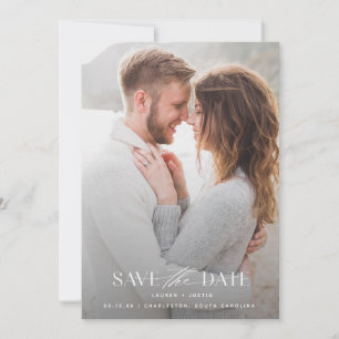 Modern Black & White Full Bleed Photo Weddenschap Save The Date