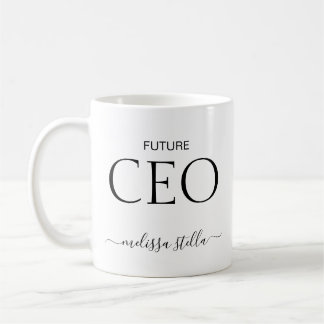Modern Black & White Future CEO Name | Girly Gift Koffiemok