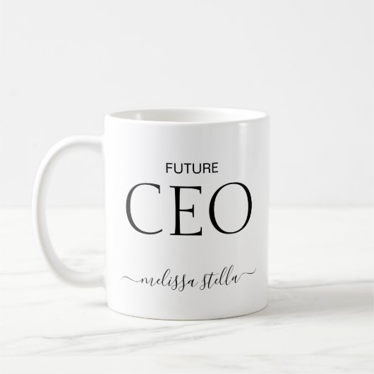 Modern Black & White Future CEO Name | Girly Gift Koffiemok (Links)