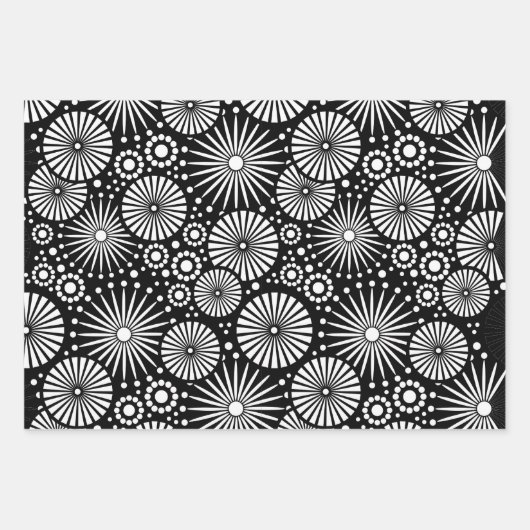 Modern Black White Geometric Starburst Harlequin Inpakpapier Vel (Voorkant 3)