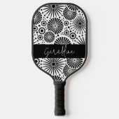 Modern black white geometric starburst Name Pickleball Paddle (Voorkant)