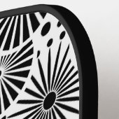 Modern black white geometric starburst Name Pickleball Paddle (Links Detail)