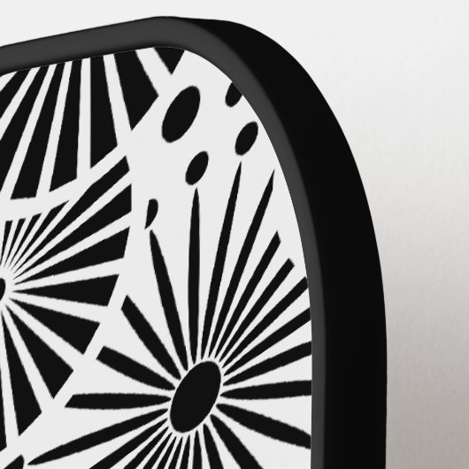 Modern black white geometric starburst Name  Pickleball Paddle (Links Detail)