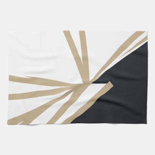 Modern Black White Gold Abstract Theedoek (Horizontaal)