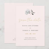 Modern Black White Gold Blush Hand-Drawn Wedding Save The Date (Voorkant / Achterkant)