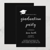 Modern Black White Graduation Party Invitation Kaart (Voorkant / Achterkant)