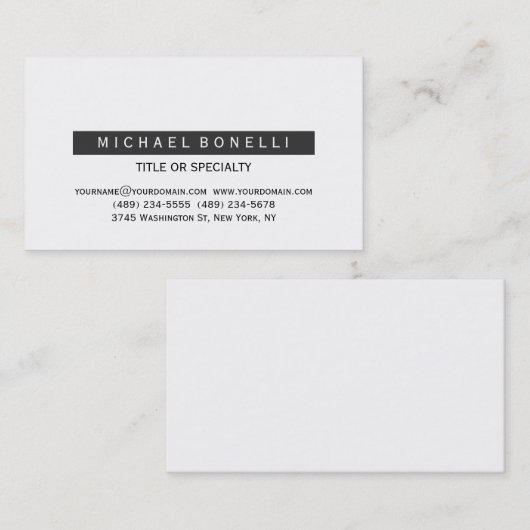 Modern Black White Grey Consultant Visitekaartje (Voorkant / Achterkant)