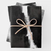 Modern Black White Grey Rustic Abstract Inpakpapier Vel (In situ)