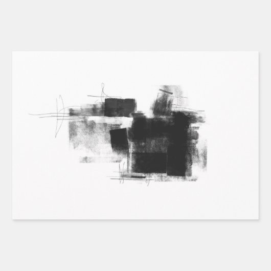 Modern Black White Grey Rustic Abstract s2 Inpakpapier Vel (Voorkant 3)